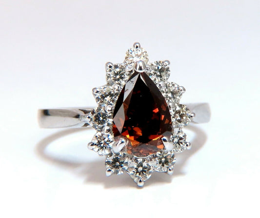 GIA Certified 1.47ct Natural Fancy Orange Brown Diamond Halo Ring 14 Karat