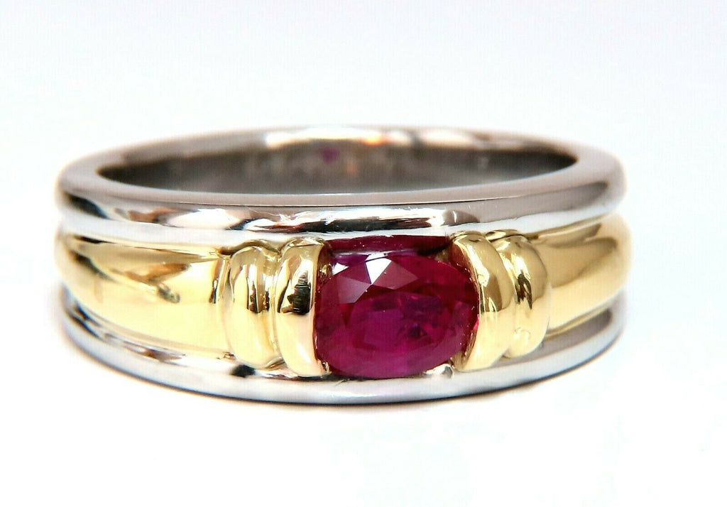 Men's Ruby Doublet & Diamond Ring in 10k White Gold