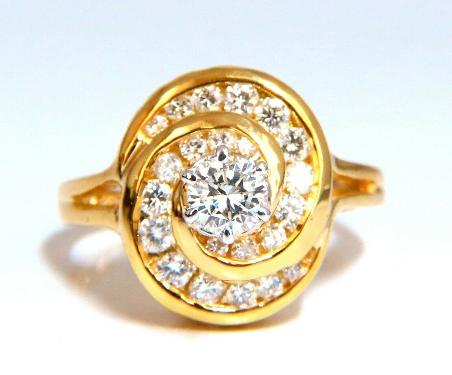 GIA Certified Diamond Endless Swirl Cluster ring 14 Karat