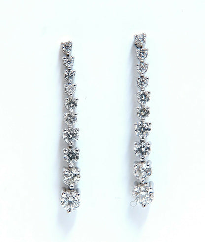 2.00ct Natural Diamonds Dangle Cascading Earrings 14 Karat
