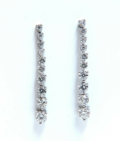 2.00ct Natural Diamonds Dangle Cascading Earrings 14 Karat