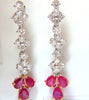 5.94CT Natural Red No Heat Ruby Diamond Dangle Earrings 14KT Unheated