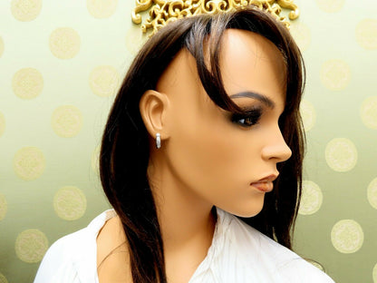 .25ct natural princess diamonds hoop earrings button 14 karat