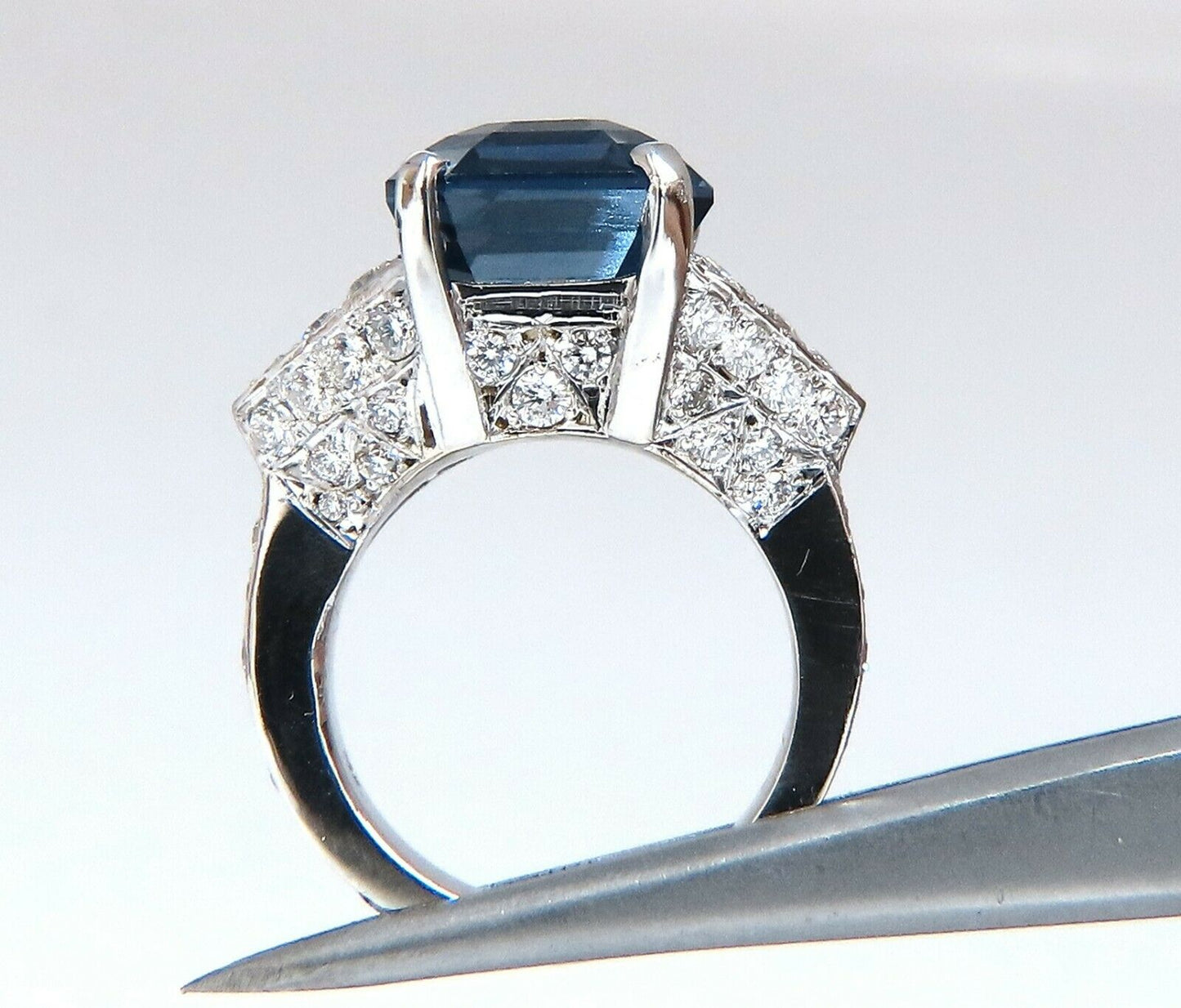 GIA Certified 13.33ct Natural No Heat Sapphire Diamond Ring Unheated 14 Karat