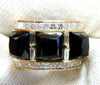 2.00ct Natural Jet Black Onyx Diamonds Ring 18 Karat