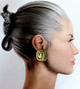 Aztec Inca South American Endless Maze Domed Hammered Rustic Earrings 18 Karat