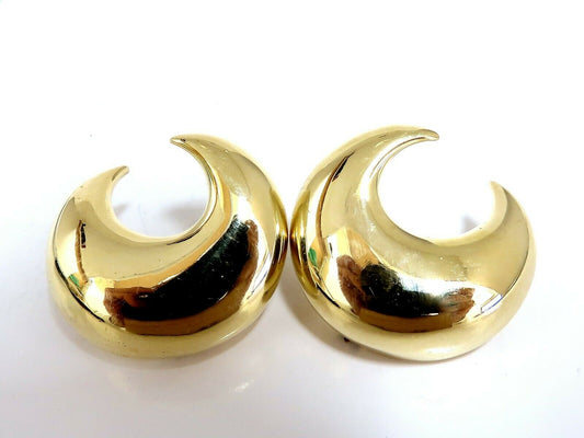 Islam Arab Domed Crescent Left Right Lobe Earrings 18 Karat High Shine