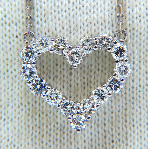 .80ct Heart Natural diamonds necklace 14 karat