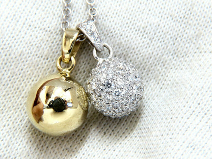 2.50ct Natural Diamonds Cluster Balls Double Dangle Necklace 14 Karat