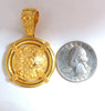 Circular Domed Iconic Emblem Gold Pendant 18 Karat
