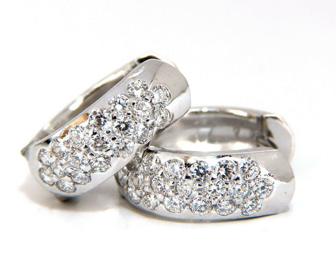1.23ct round natural diamond huggie earrings 14kt bead set