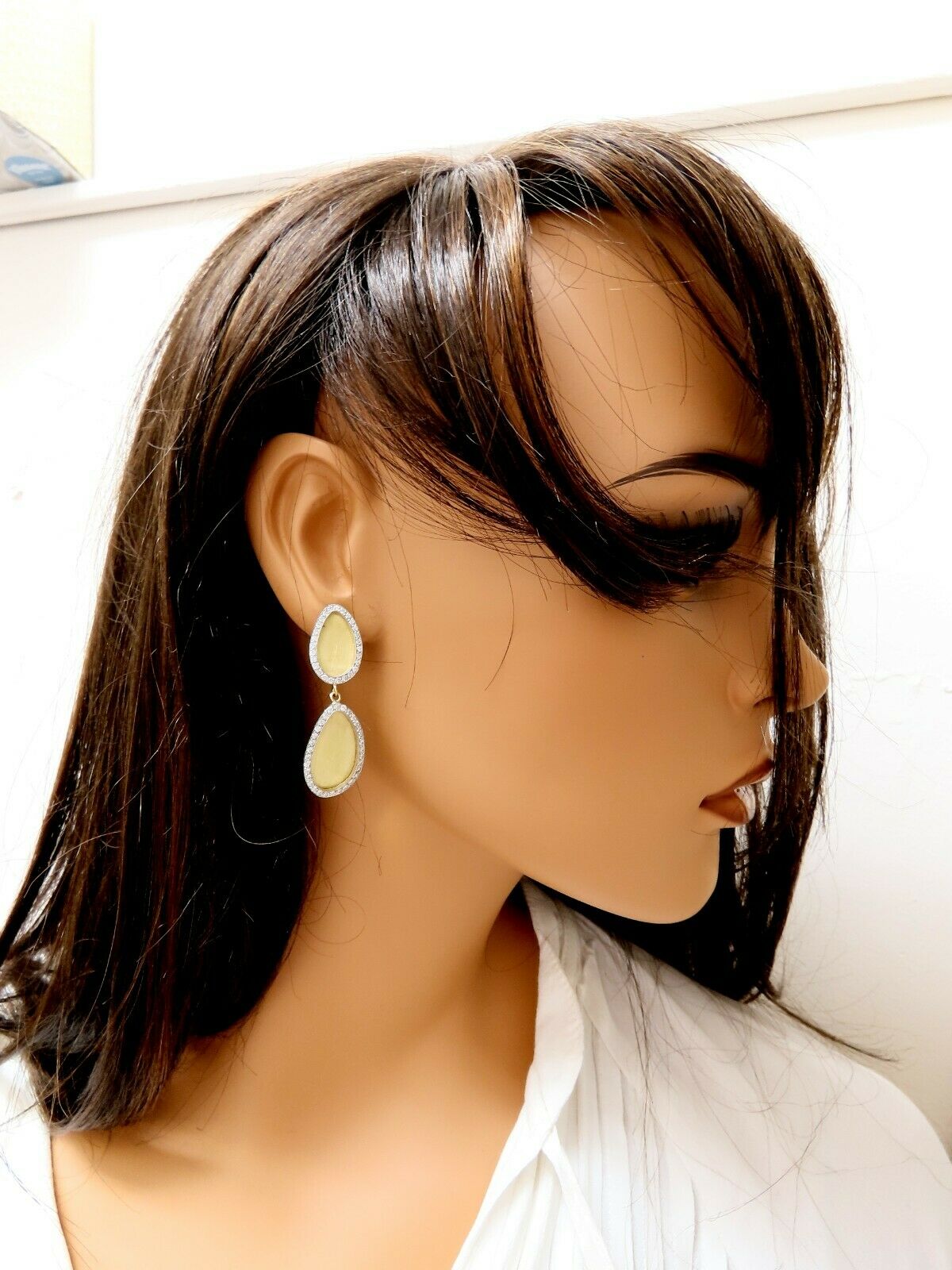 1.30ct Natural Diamonds Tear Drop Form Brush Finish Clip Earrings 14 Karat