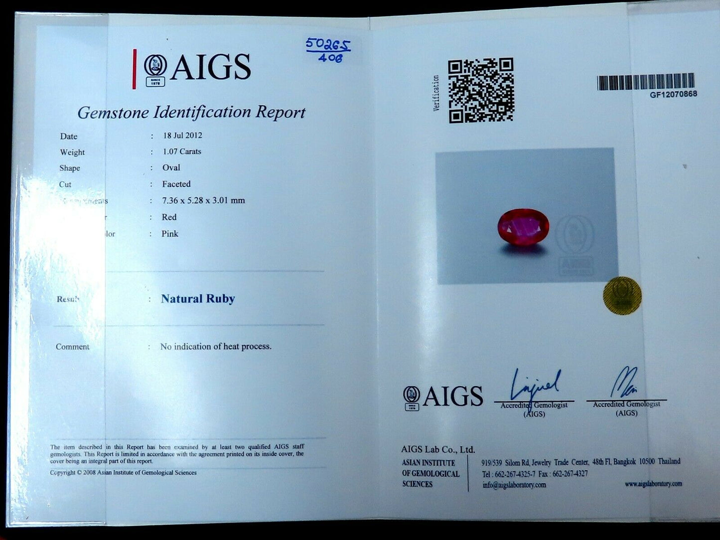 AIGS Certified 1.07ct Natural Pink No Heat Ruby Diamonds Ring 14 Karat