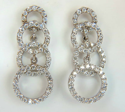 2.00ct Graduated Floating Circles Diamond Dangle Earrings 14 karat