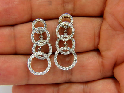 2.00ct Graduated Floating Circles Diamond Dangle Earrings 14 karat