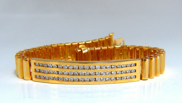 2.00ct Round Diamonds ID Tag Bracelet 14 karat Channel Three Row Smoothed Bar