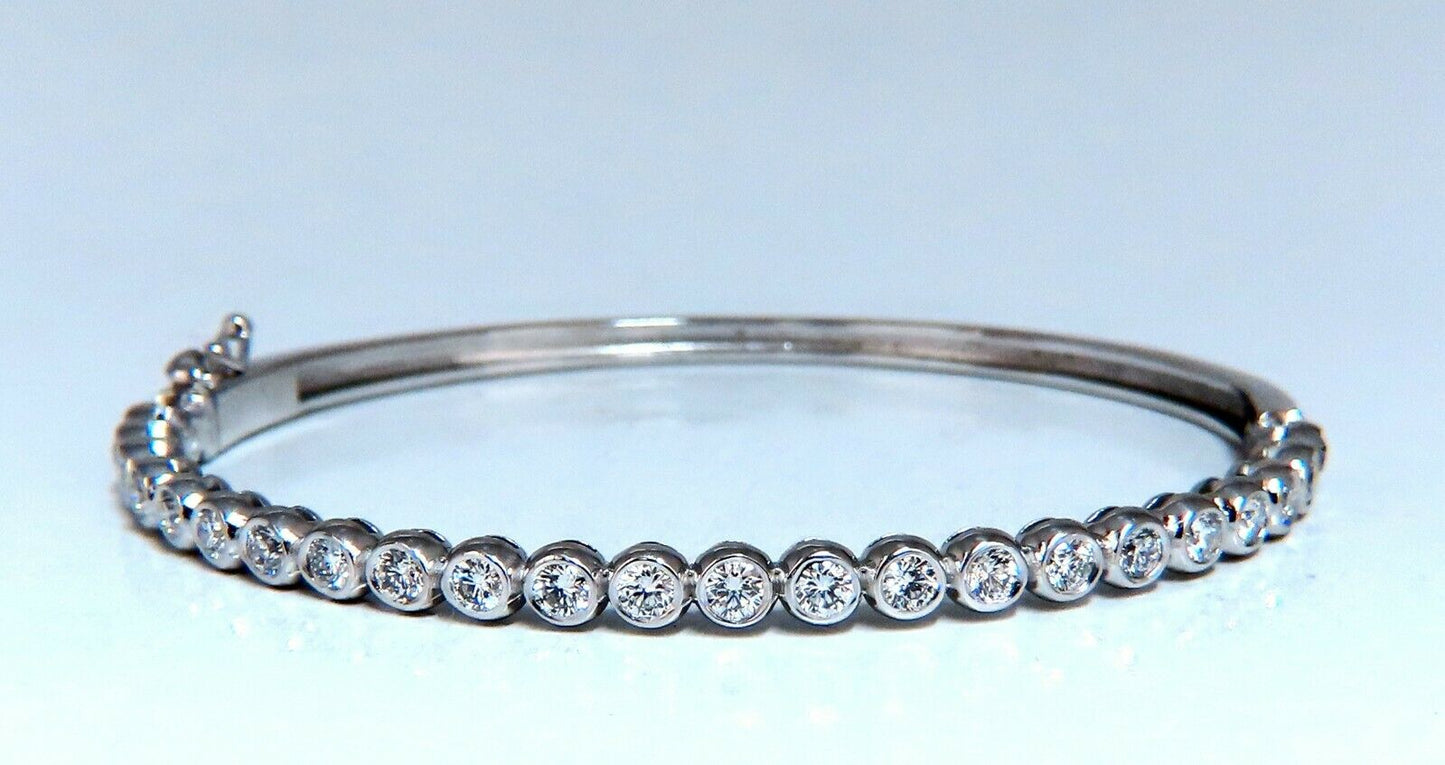 1.63ct Natural Round Diamonds Bezel Flush Set Bangle Bracelet 14 Karat