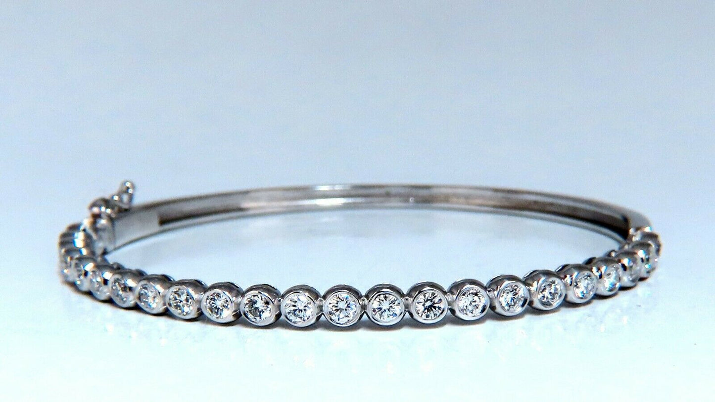 1.63ct Natural Round Diamonds Bezel Flush Set Bangle Bracelet 14 Karat