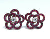 1.58ct Natural Ruby Diamonds Cluster Clip Earrings 14 Karat Gold Flower