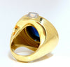 GIA Certified 35ct Synth Sapphire diamonds ring vivid blue 18 Karat Retro Redux