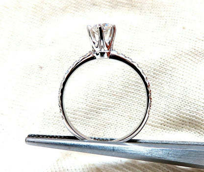GIA Certified .73ct round cut diamond Raised Tulip ring Platinum