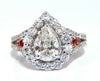 2.40ct Natural Pear Shaped Diamond Ruby Cocktail Halo Cluster Ring 14 Karat