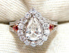 2.40ct Natural Pear Shaped Diamond Ruby Cocktail Halo Cluster Ring 14 Karat