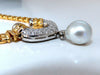 GIA certified Natural White Saltwater Pearl 3.50ct Diamonds Necklace 18 Karat
