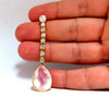 36.34ct Natural Rose Quartz Diamond Dangle Earrings 14 Karat Pink Flash