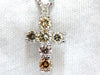 2.92ct natural fancy colors diamonds cross necklace
