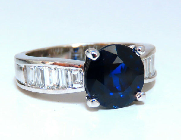 GIA Certified 4.09ct Natural Round No Heat Sapphire Diamond Ring Unheated 14kt