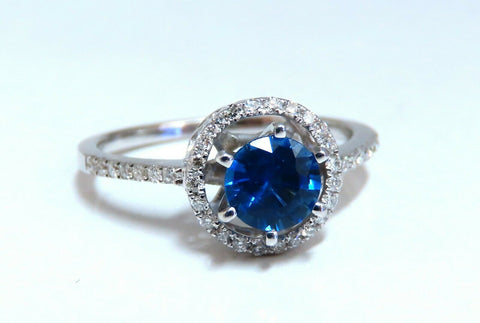 1.22ct Natural Blue Sapphire Halo Cluster Ring 14 Karat