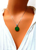 GIA Certified Natural Green Jade Necklace 18Kt