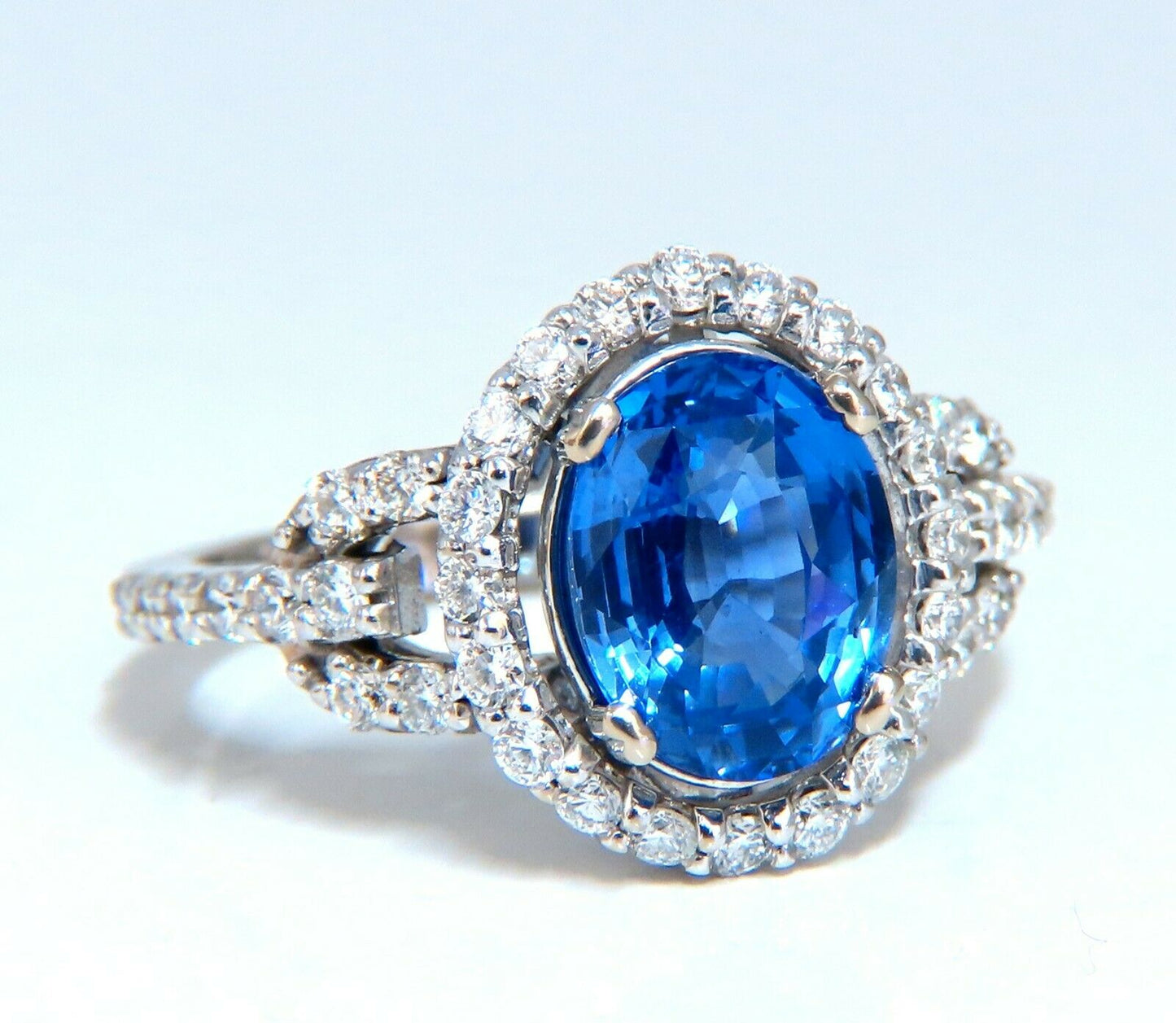 GIA Certified 3.30ct Natural No Heat Sapphire Diamond Ring Unheated 14 Karat