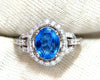 GIA Certified 3.30ct Natural No Heat Sapphire Diamond Ring Unheated 14 Karat