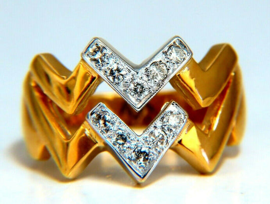 .20ct Double Chevron Diamonds Ring 14 Karat V Band