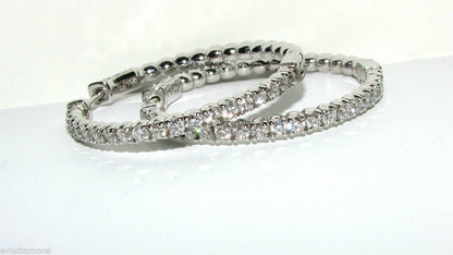 1.80CT Diamond Hoop Earrings GH/VS EZ Snap 14KT