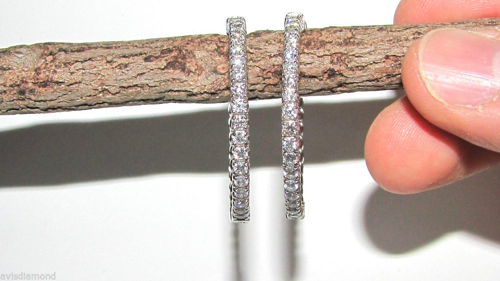 1.80CT Diamond Hoop Earrings GH/VS EZ Snap 14KT