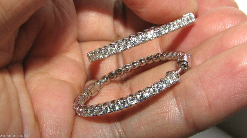 1.80CT Diamond Hoop Earrings GH/VS EZ Snap 14KT