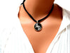 Black Onyx Natural Diamonds Necklace .52ct & Reversible