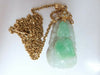 Carved Natural Jade Diamond Necklace 14kt Gold Flower