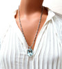 GIA Certified Natural 42.02ct Blue Aquamarine Diamonds Necklace 14Kt