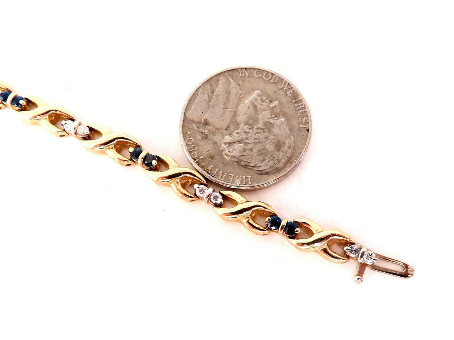 1.16ct Natural Sapphire Diamonds X Link Bracelet 14kt