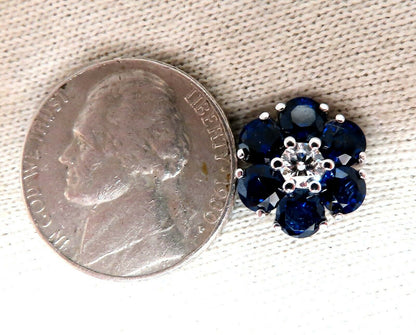 5.62ct Natural Sapphire Diamonds Floretta Cluster Snowflake Earrings 14 Karat