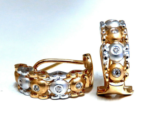 .10ct Natural Diamonds Semi Hoop Clip Earrings 14kt Gold Heart Profiles