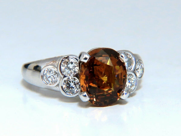 GIA Certified 4.75ct Natural No Heat Orange Brown Sapphire Diamond Ring 14kt