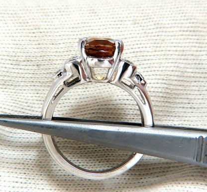 GIA Certified 4.75ct Natural No Heat Orange Brown Sapphire Diamond Ring 14kt