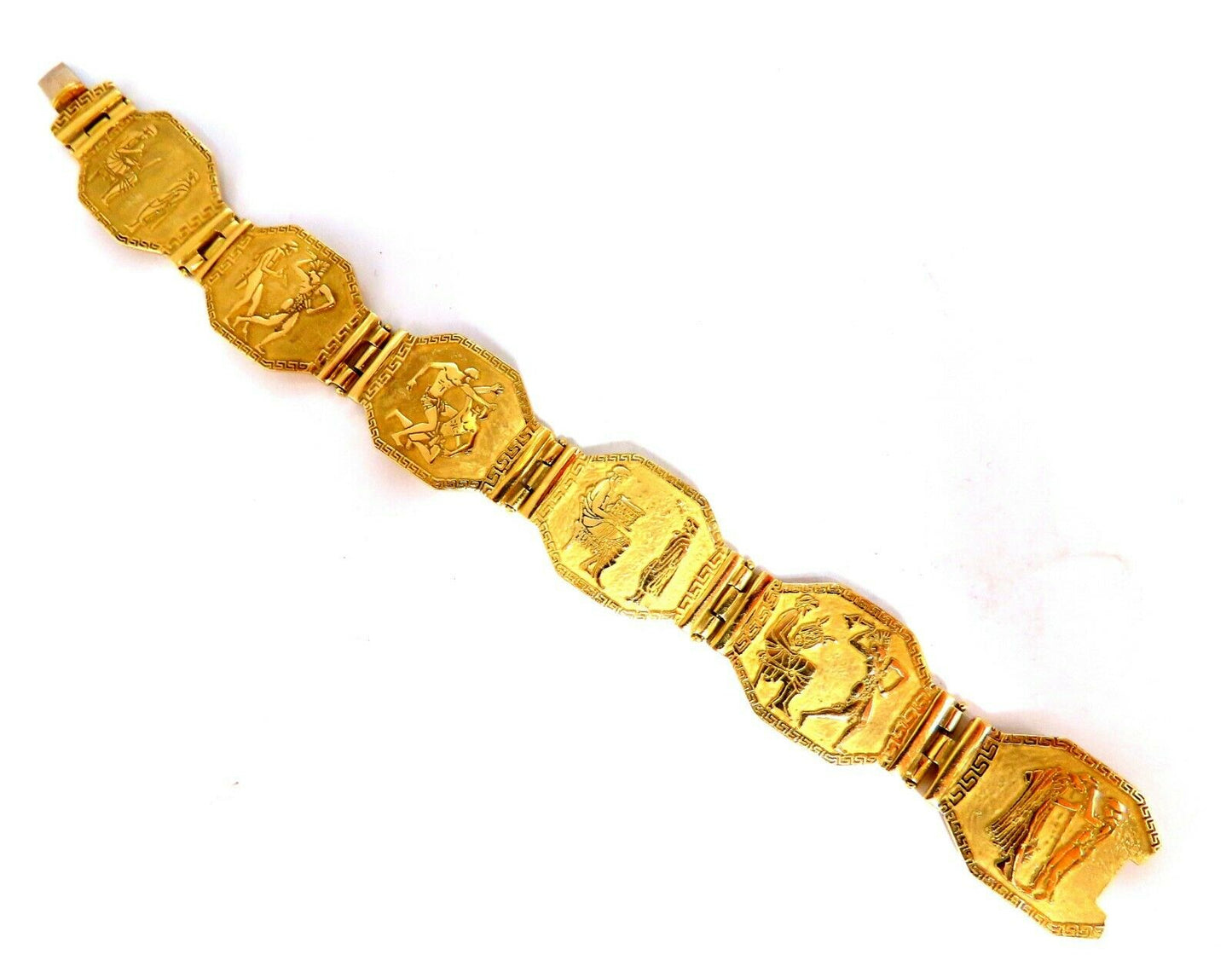Egyptian Hieroglyphics Statement Cuff Bracelet 18kt Gold