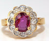 GIA Certified 1.61ct oval cut purple red ruby 1.01ct diamonds ring 18kt