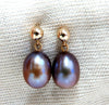 10x7 Gray Freshwater Pearl Dangle earrings 14kt.